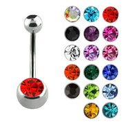 STAINLESS Jewelled Naval Bar Mixed Jewel 1.6x6mm (5)