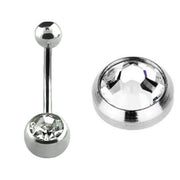 STAINLESS Jewelled Naval Bar Clear Jewel 1.6x14mm (5)