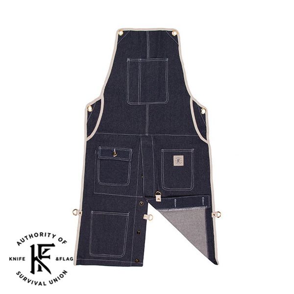 Split Leg Blue Denim Shop Apron