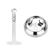 Clear Jewel CZ Bio-Flex Tragus Silver 1.2 x 8mm (5)