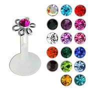 Mixed Flower Jewel Bio-Flex Tragus Silver 1.2 x 8mm (5)