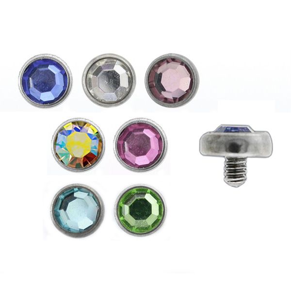 STEEL Dermal Anchor Top 5mm Crystal (5) SAPPHIRE