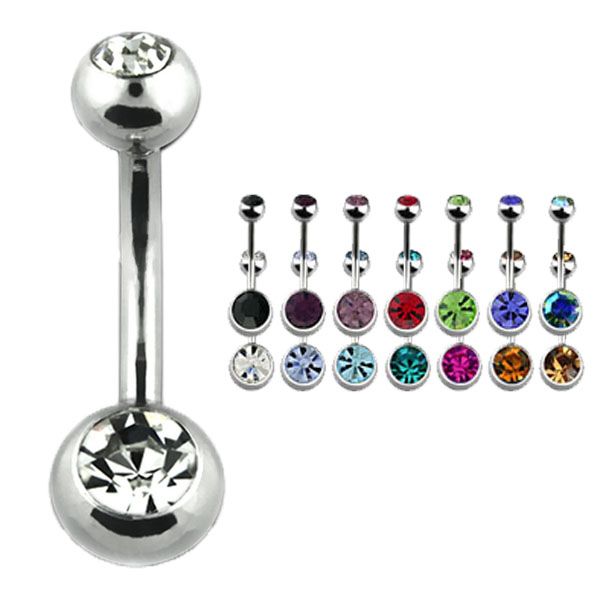 Naval Bar 1.6 x 14mm Stainless Mixed 2 Jewel (5)