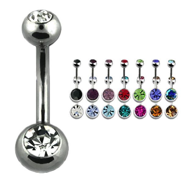 Titanium Double Jewelled Naval Bars 1.6mm - Mixed