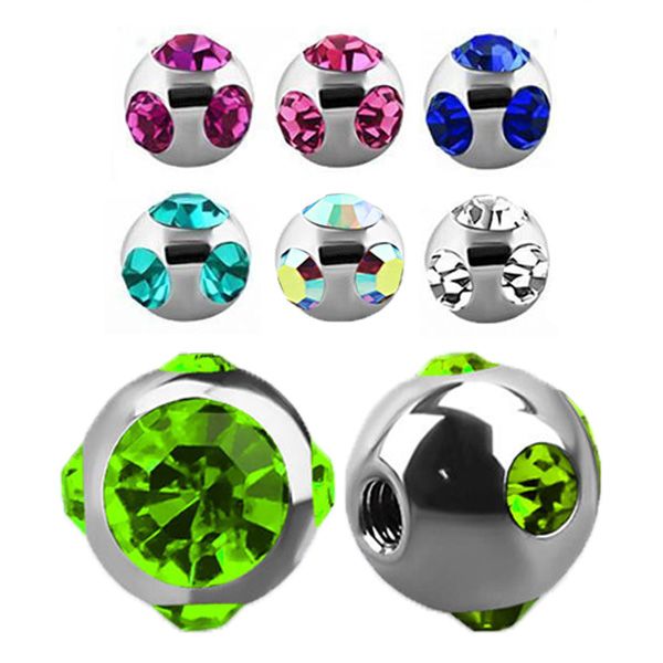 Multi Jewelled Peridot Balls 1.2 x 3mm Titanium (2)