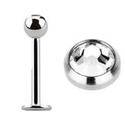 Stainless Labret 1.6 x 12mm Clear Jewel (5)