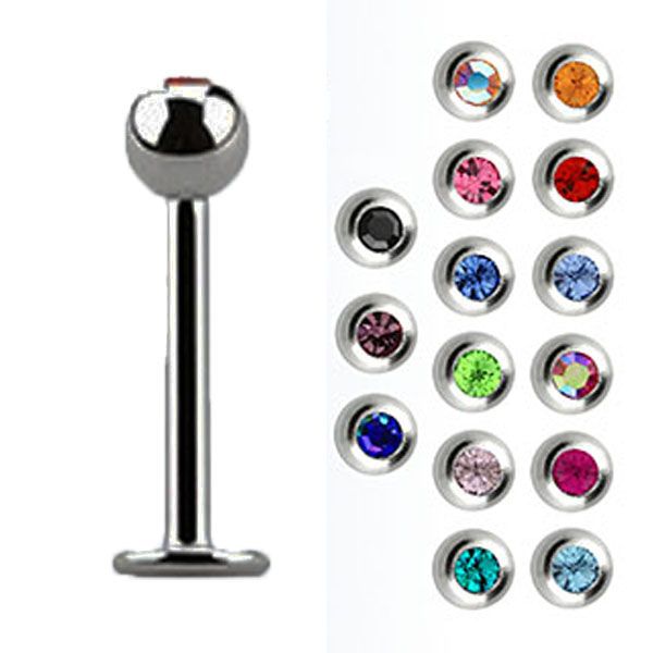 Titanium Mixed Jewel Labret Studs 1.2mm