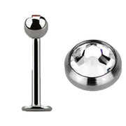 Titanium Labret 1.2 x 6mm Clear Jewel (5)