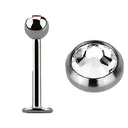 Titanium Labret 1.2 x 10mm Clear Jewel (5)