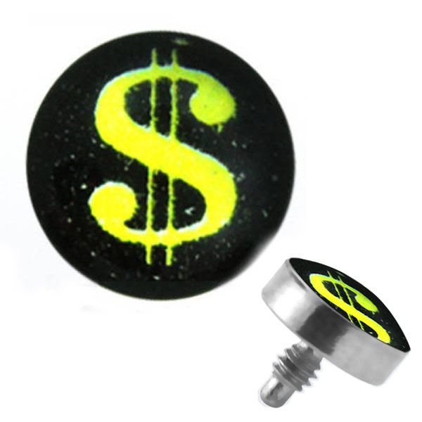 TITANIUM Dermal Top Yellow Dollar Sign (5) 1.2x4mm
