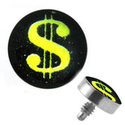 TITANIUM Dermal Top Yellow Dollar Sign (5) 1.2x4mm