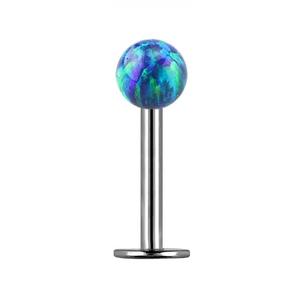 TITANIUM Labret Dark Green Opal Ball (5) 1.2x12mm