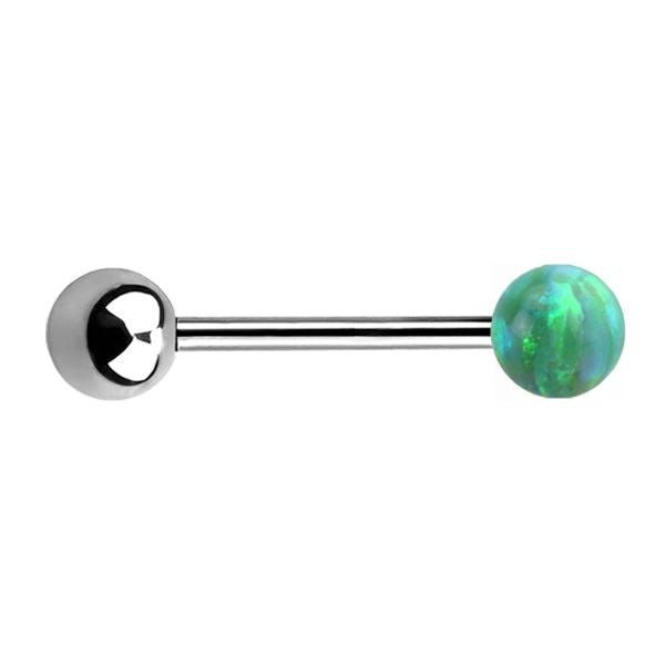 TITANIUM Barbell Green Opal (1) 1.16x14mm