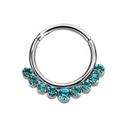 SURGICAL STEEL Septum Ring Blue Zircon Crystals (1) 1.2x8mm