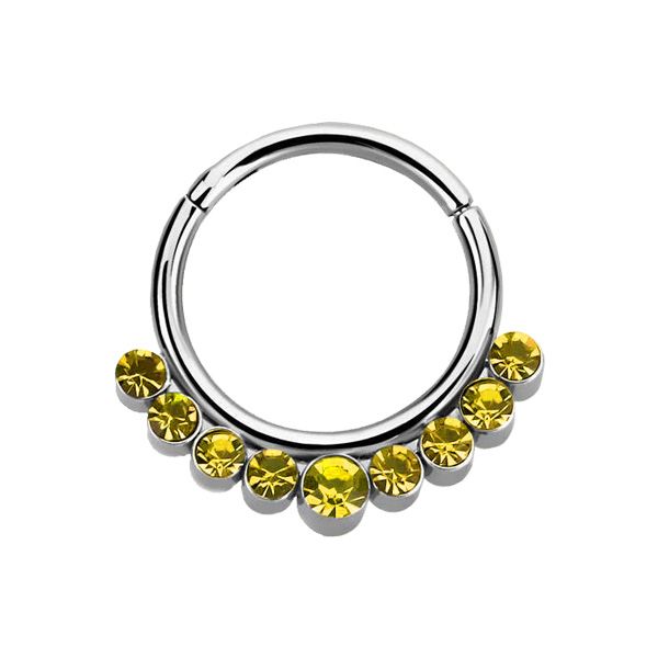 SURGICAL STEEL Septum Ring Citrine Crystals (1) 1.2x10mm