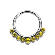 SURGICAL STEEL Septum Ring Citrine Crystals (1) 1.2x10mm