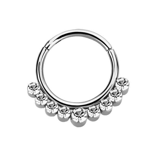 SURGICAL STEEL Septum Ring Clear Crystals (1) 1.2x8mm