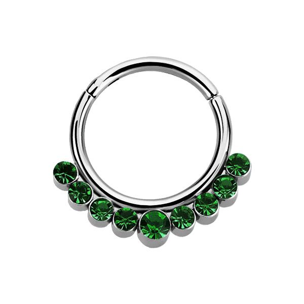 SURGICAL STEEL Septum Ring Emerald Crystals (1) 1.2x8mm
