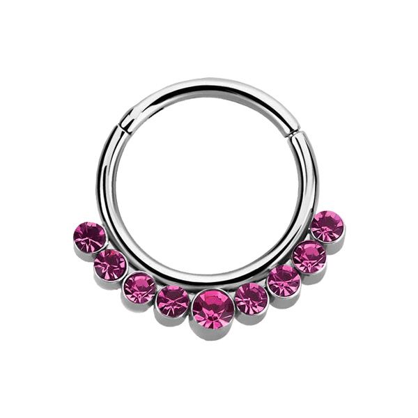 Stainless Septum Ring Rose Crystal 1.2mm