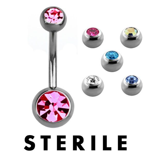 STERILE Titanium Mixed Jewel Naval Bars (5) 1.6x8mm