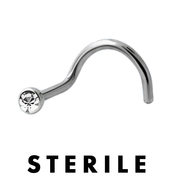 STERILE Titanium Nose Screw Bezel Set Crystal (5) 1mm