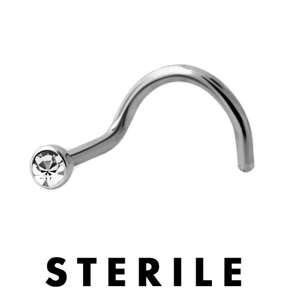 STERILE Titanium Nose Screw Bezel Set Crystal (5) 1mm