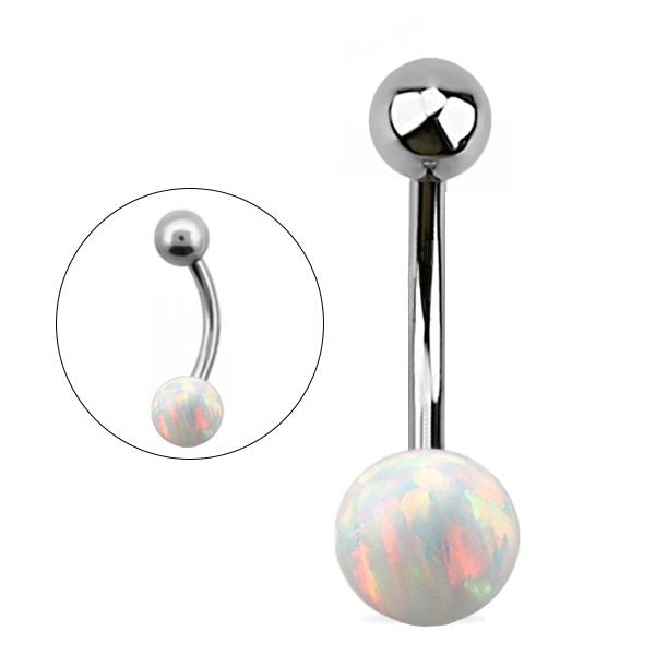 TITANIUM Naval Bar Clear Opal Ball (1) 1.6x12mm
