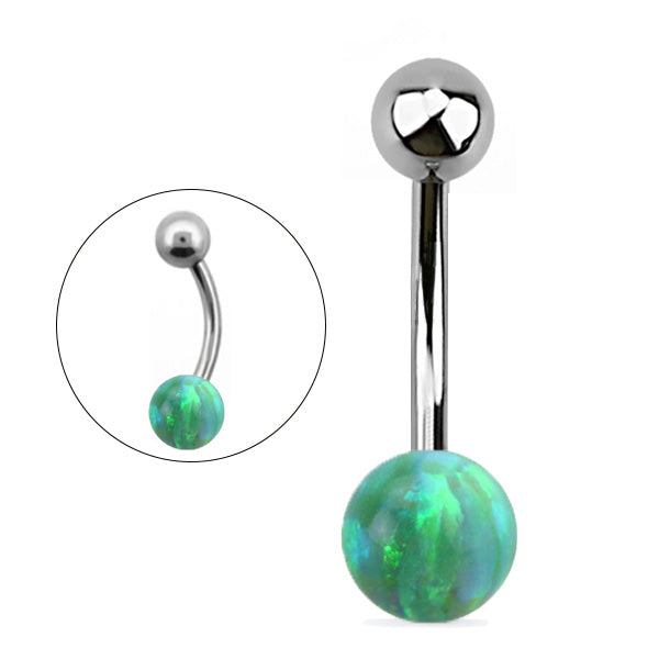TITANIUM Naval Bar Green Opal Ball (1) 1.6x12mm