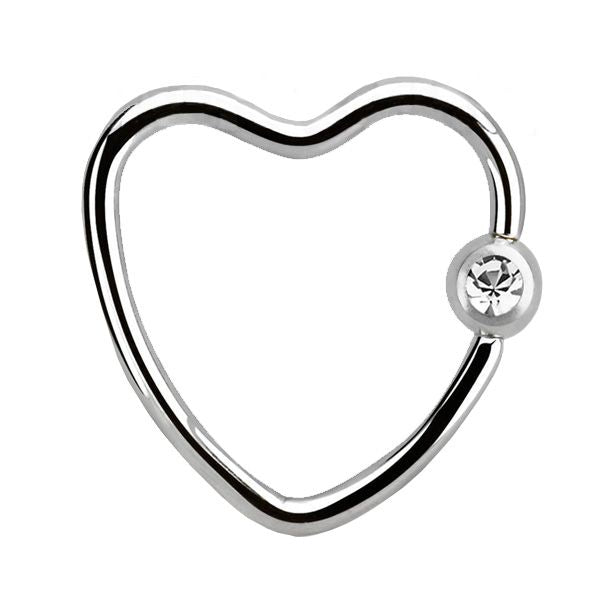 SURGICAL STEEL Daith Heart Clear Crystal (5) 1.2mm