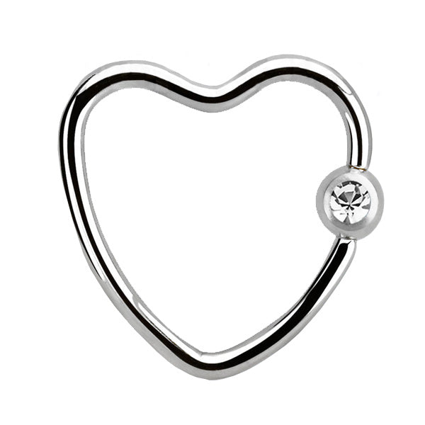 SURGICAL STEEL Daith Heart Clear Crystal (5) 1.2mm