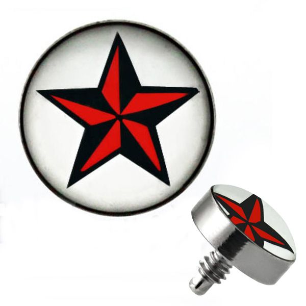 TITANIUM Dermal Top Red and Black Star (5) 1.2x4mm