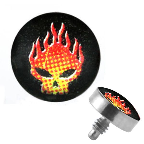 TITANIUM Dermal Top Flaming Skull (5) 1.2x4mm