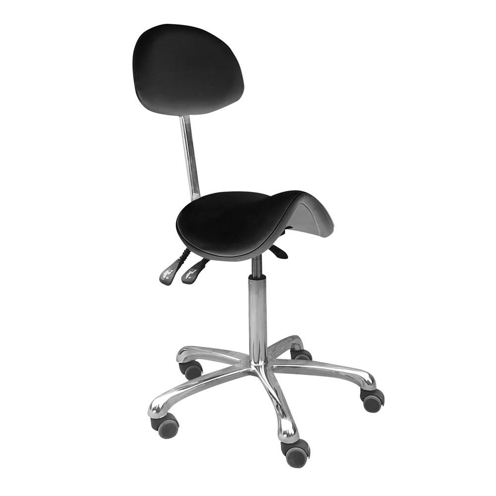 Saddle Stool with Backrest (Black)
