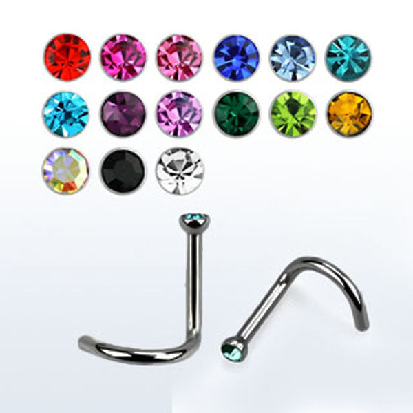 TITANIUM Nose Stud (Mixed Jewel) 1mm (5)