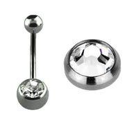 TITANIUM Jewelled Naval Bar (Clear Crystal) 1.6x12mm (5)