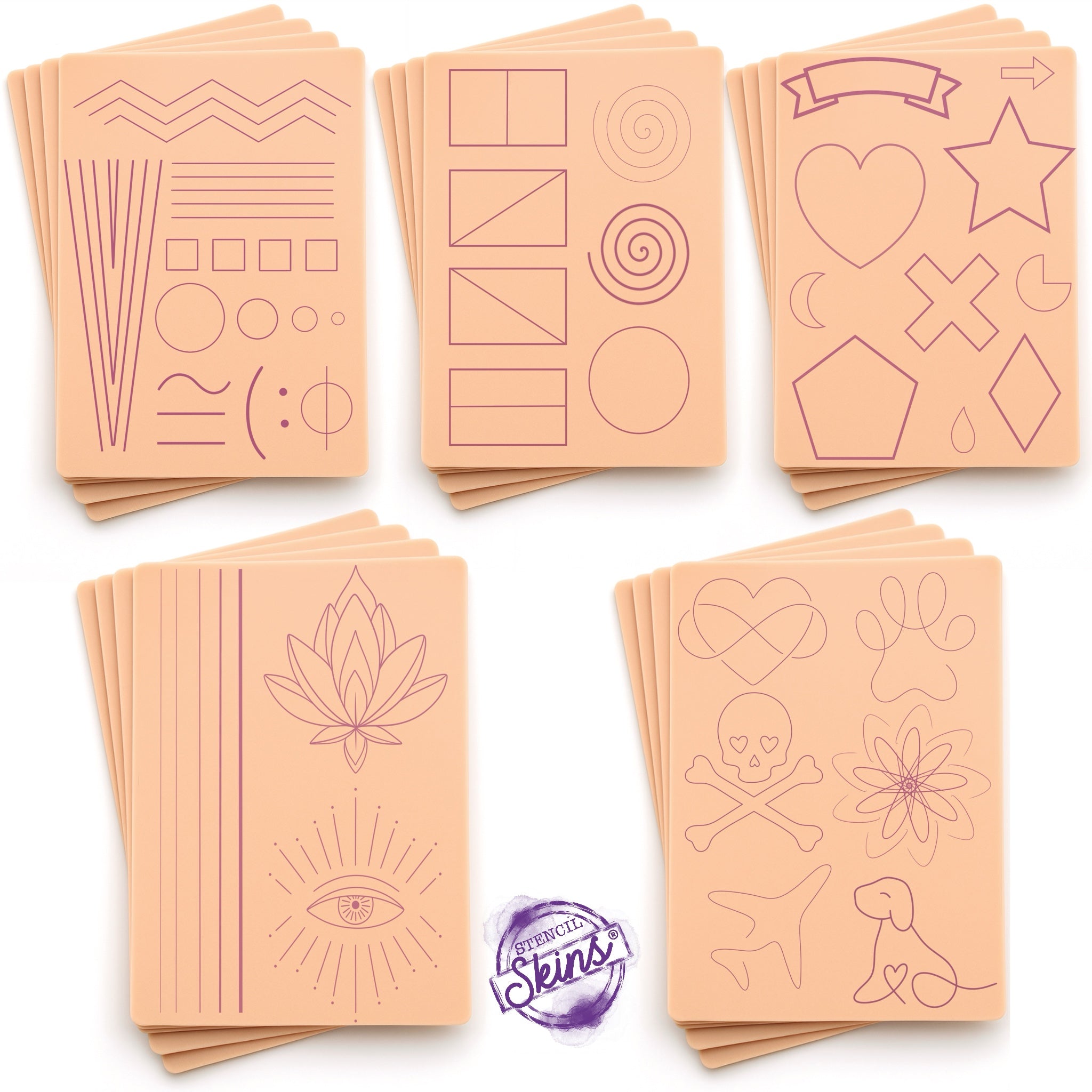 Stencil Skins Beginners Set (5 A5 Sheets)