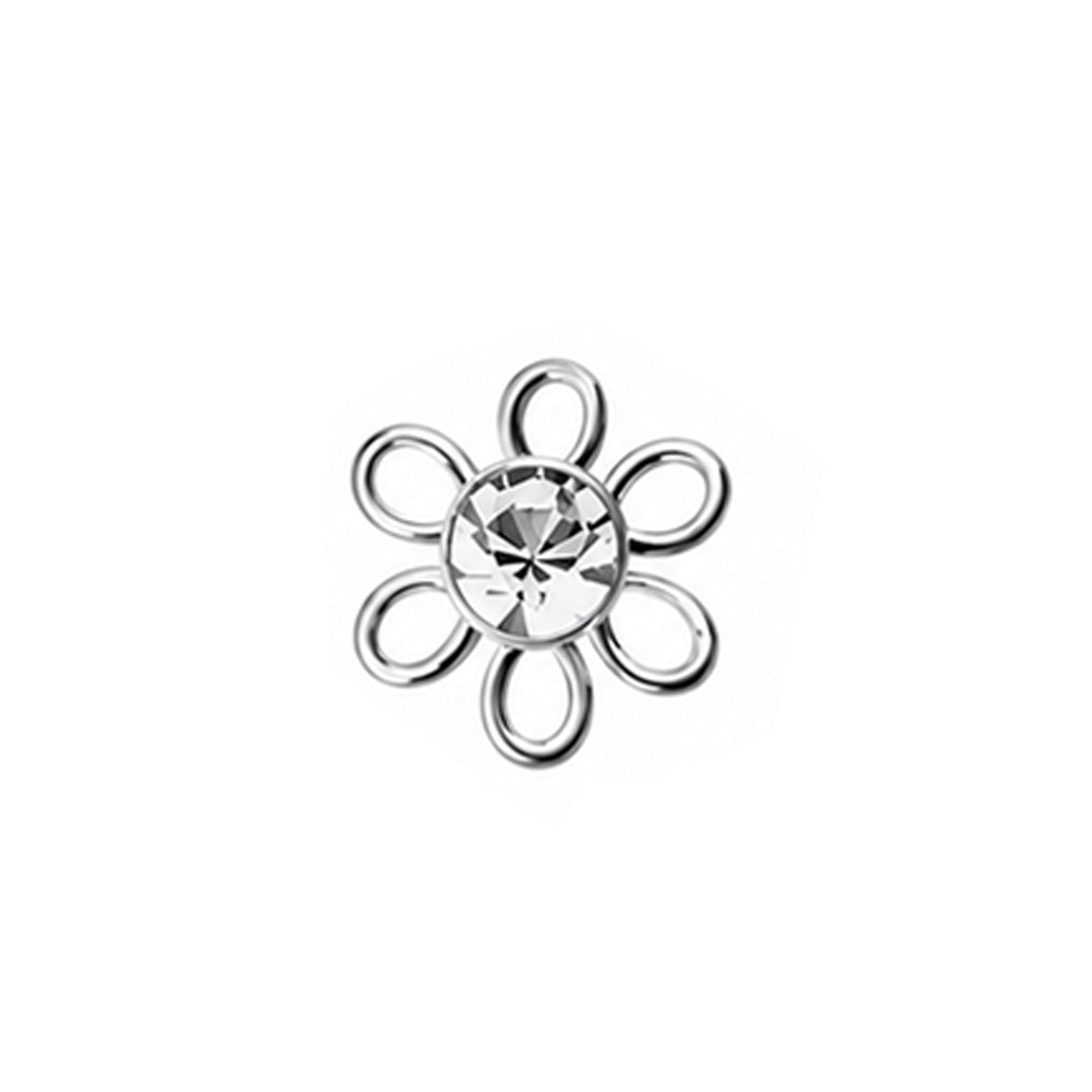 Bio Flex Tragus Flower Labret with Crystal 1.2mm