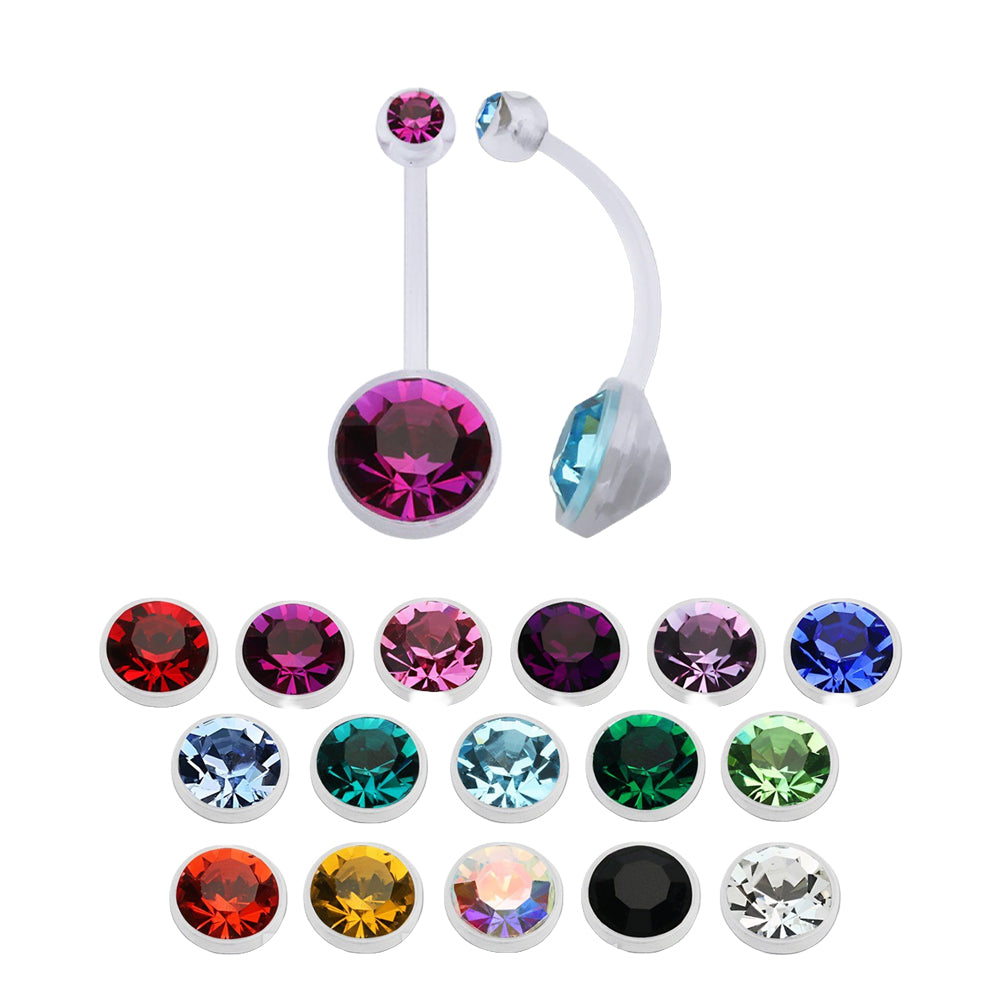 Bio-Flex Navel Bars Double Jewelled 1.6mm x 16mm (5)