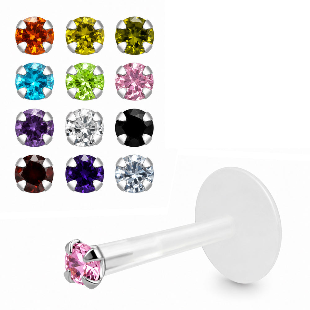 Bio Flex Tragus Labret with CZ Crystal 1.2mm