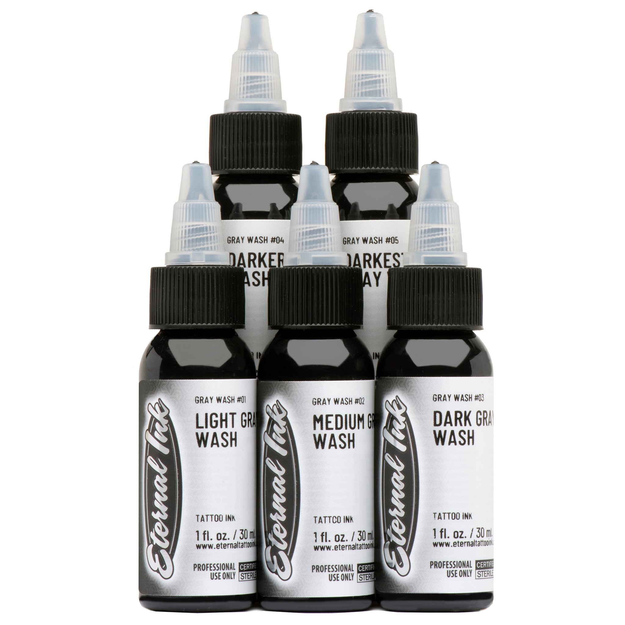 Eternal Ink Greywash 5 Bottle 2oz Set