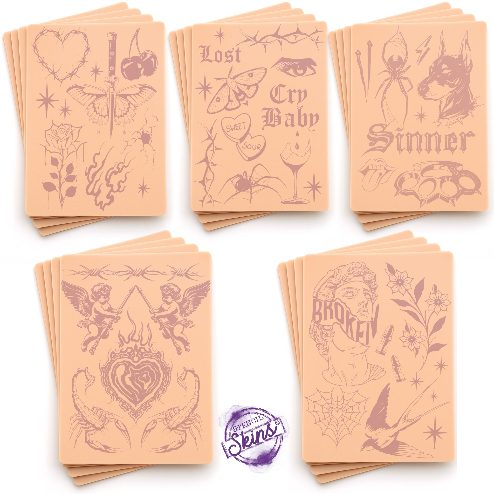 Stencil Skins Patchwork Set (5 A5 Sheets)