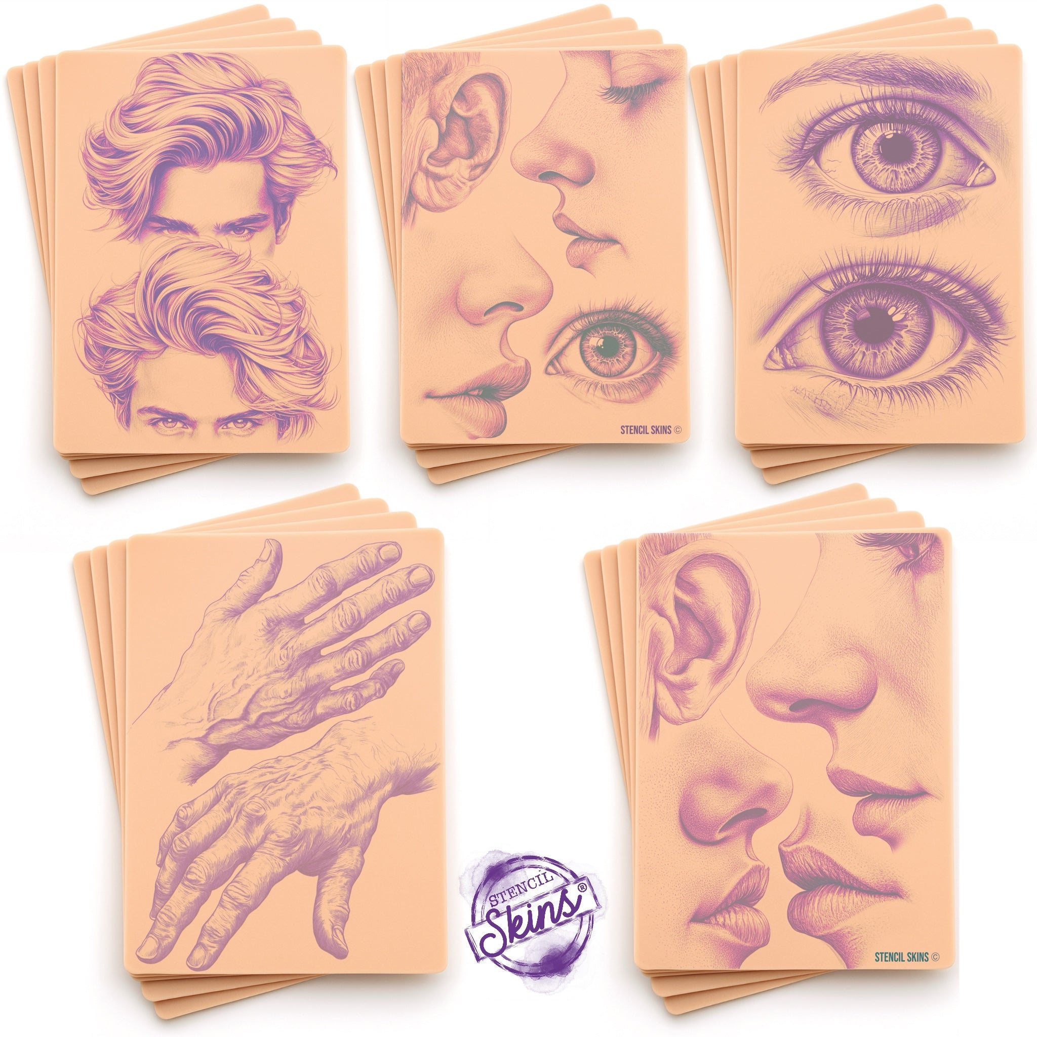 Stencil Skins Portrait Set (5 A5 Sheets)