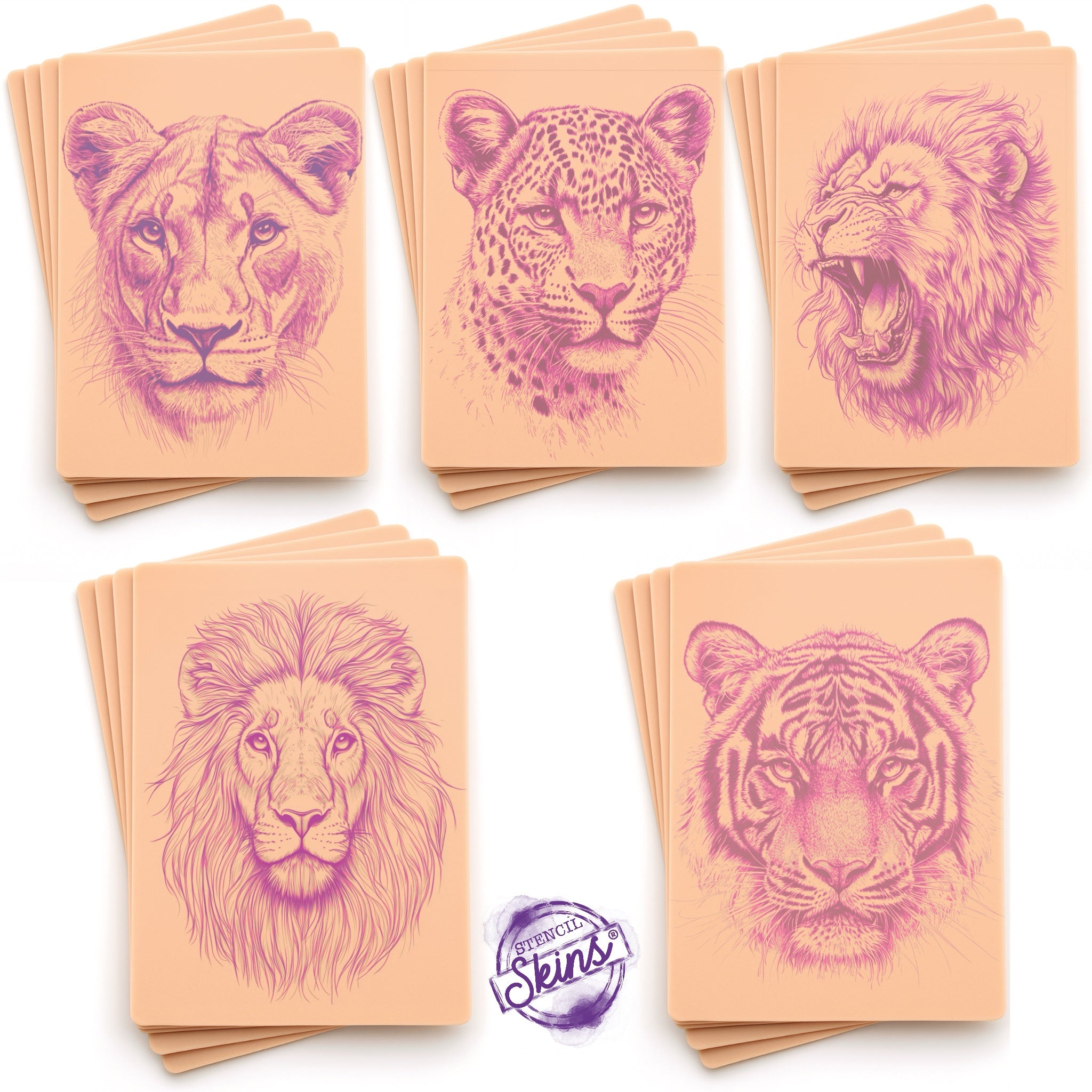 Stencil Skins Big Cat Set (5 A5 Sheets)