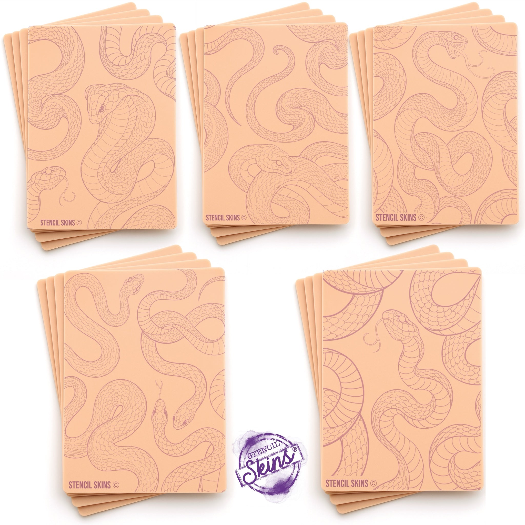 Stencil Skins Snakes Set (5 A5 Sheets)