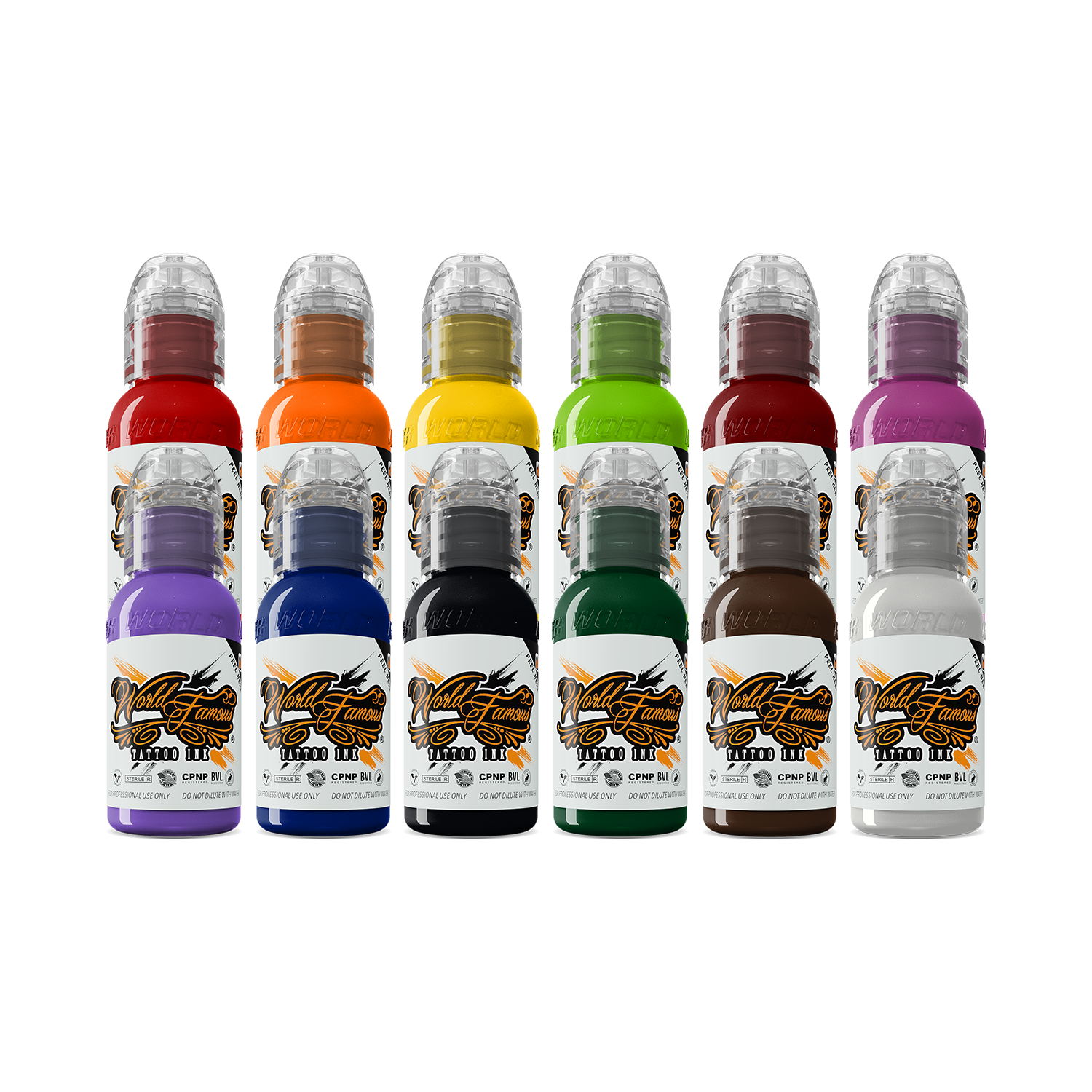 World Famous Ink Primary SET 1 (12 x 1oz) – Starr Tattoo
