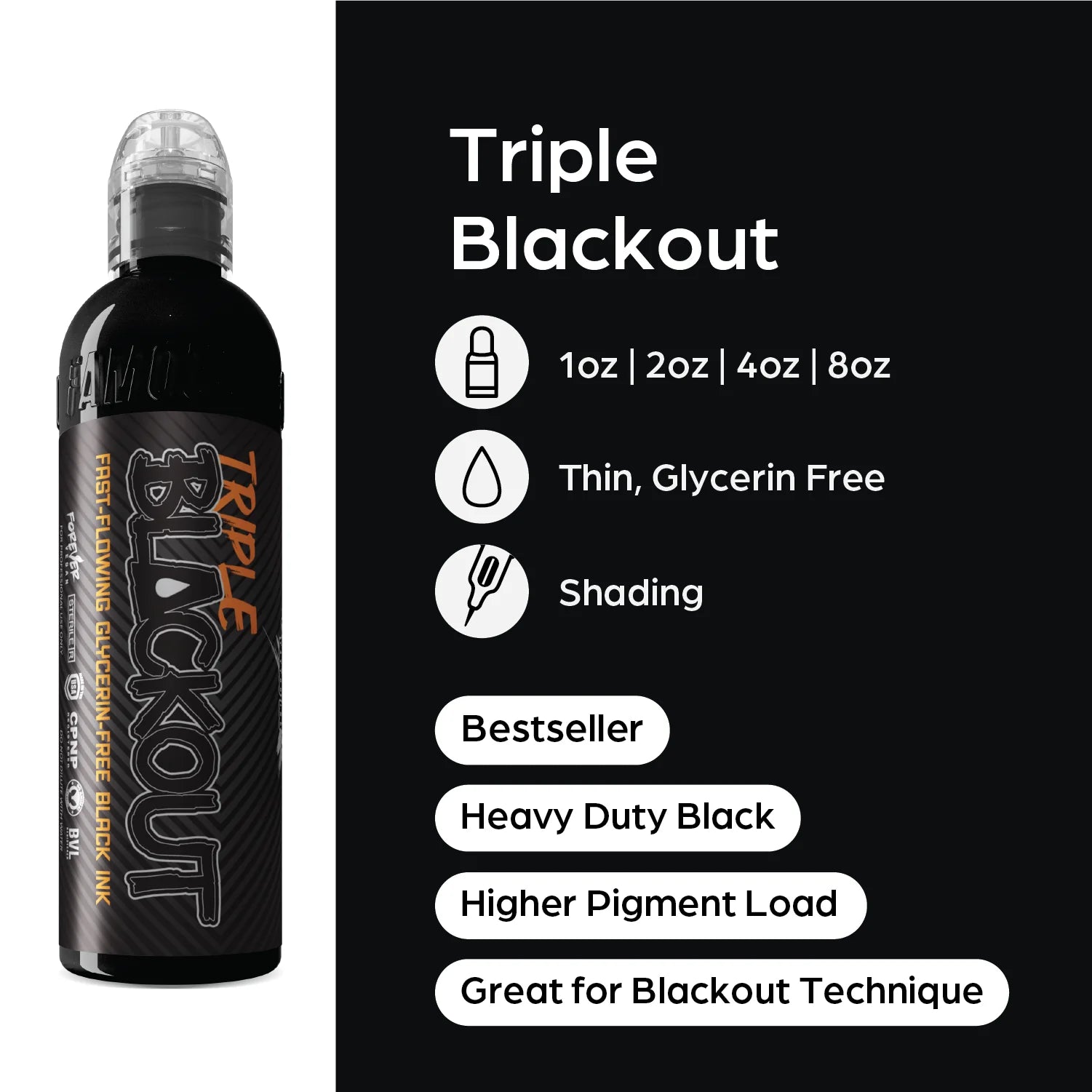 World Famous Ink Triple Blackout 4oz - Dated October 2026