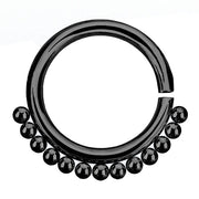 ANNEALED Septum Ring Black Beaded (5) 1.2x8mm