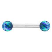ANODISED TITANIUM Barbell Dark Green Opal (1) 1.6x14mm
