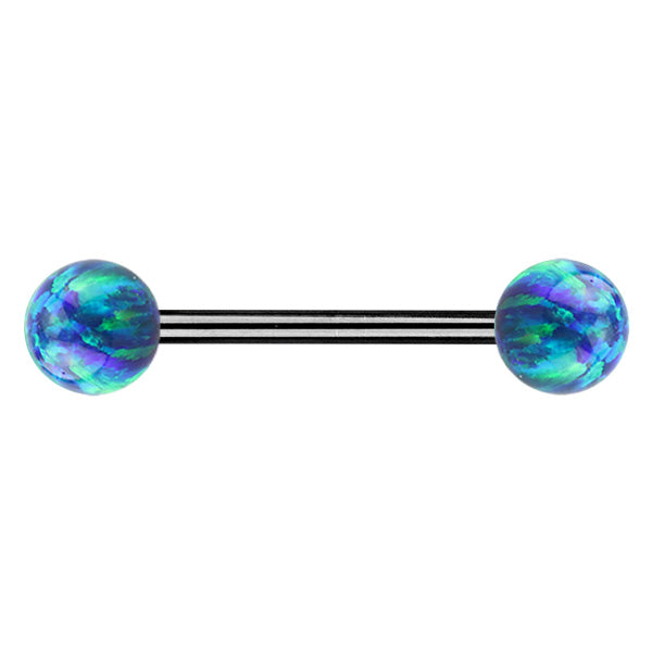 ANODISED TITANIUM Barbell Dark Green Opal (1) 1.6x14mm