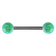 ANODISED TITANIUM Barbell Green Opal (1) 1.6x12mm